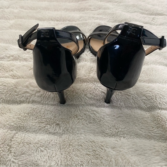 Sam Edelman Faux Patent Leather Ankle Strap Heels Black Size 8.5 - Picture 6 of 11